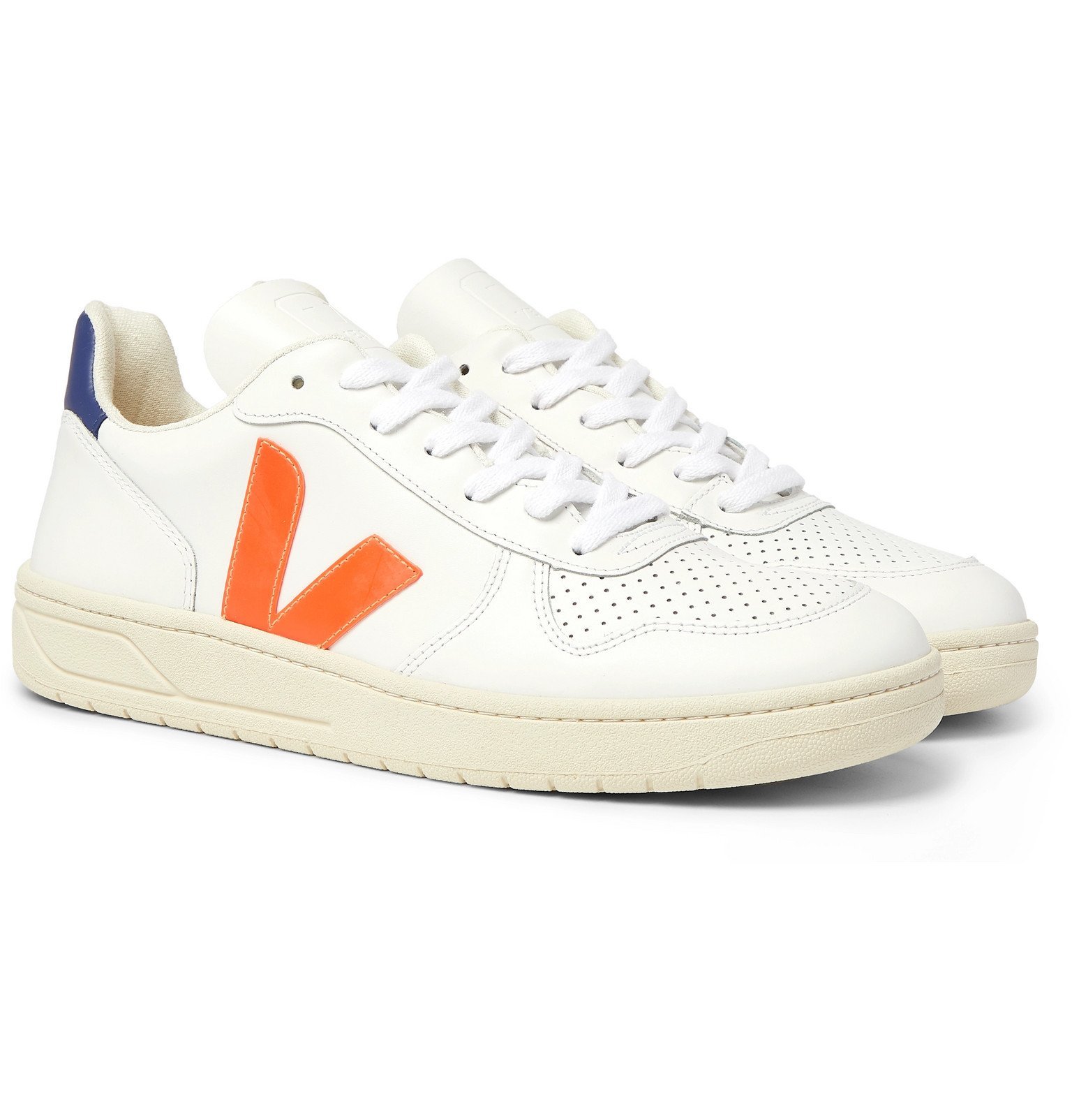 Veja V10 RubberTrimmed Leather Sneakers White VEJA