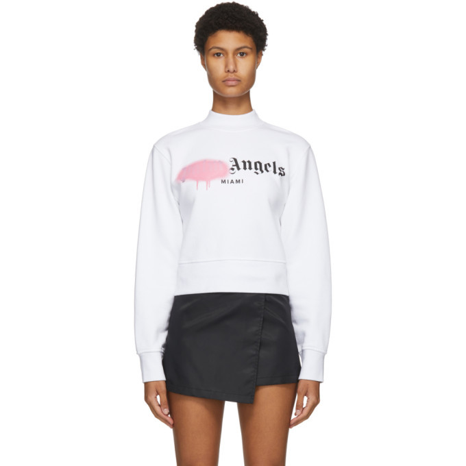 Palm Angels White Miami Sprayed Logo Sweatshirt Palm Angels