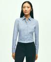 Brooks Brothers Women's Fitted Stretch Supima Cotton Non-Iron Mini Stripe Dress Shirt | Bright Blue