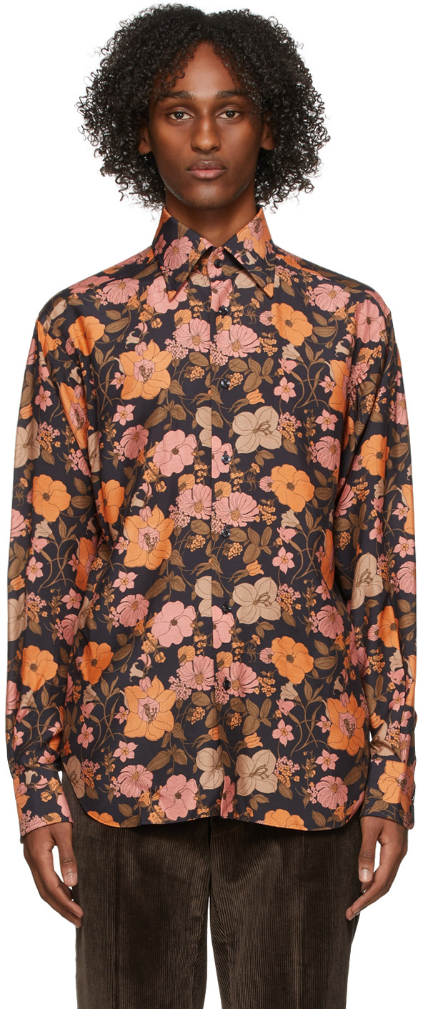 TOM FORD Black & Pink Floral Shirt TOM FORD