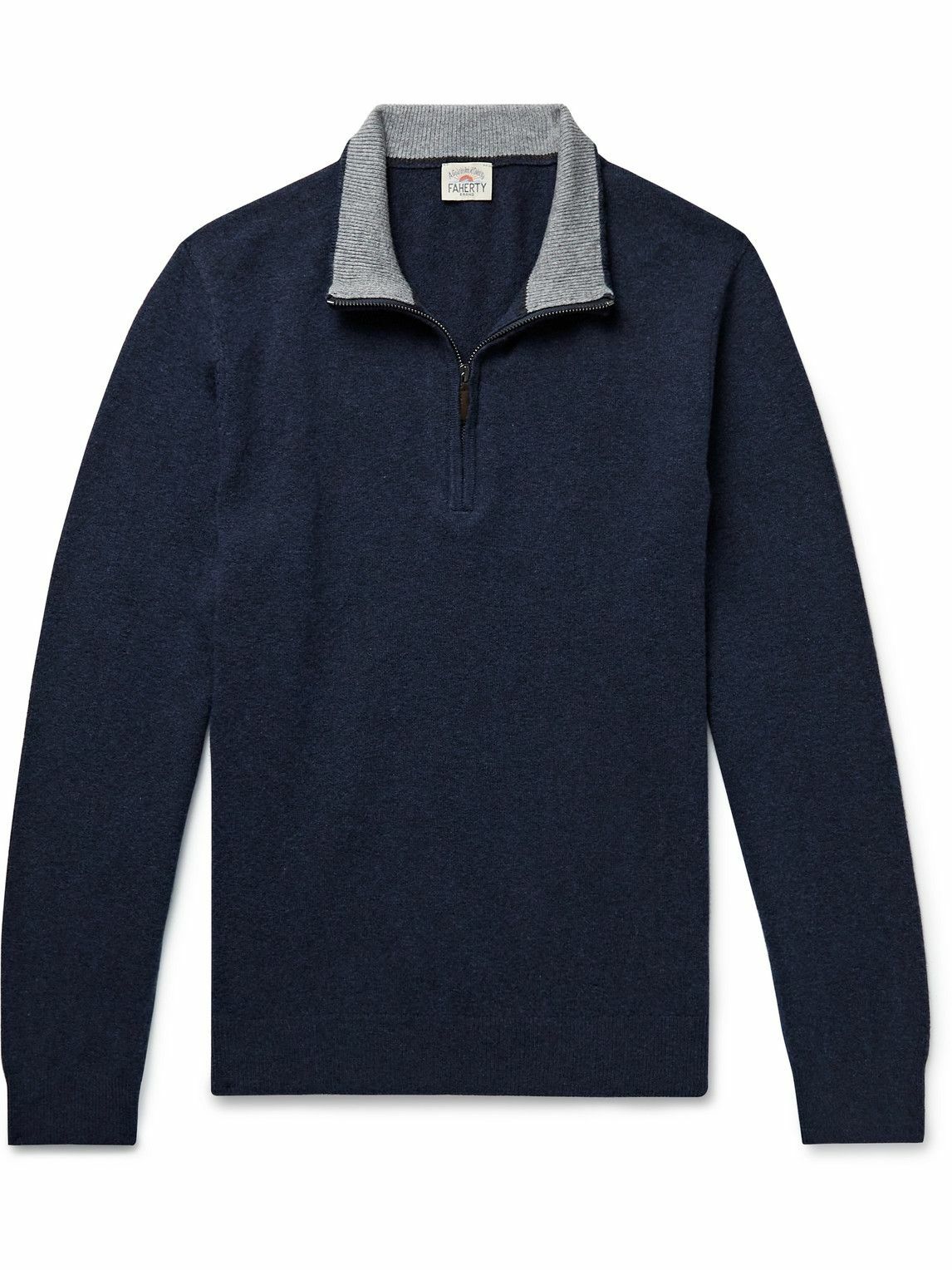 Faherty - Jackson Hole Cotton-Blend Half-Zip Sweater - Blue Faherty