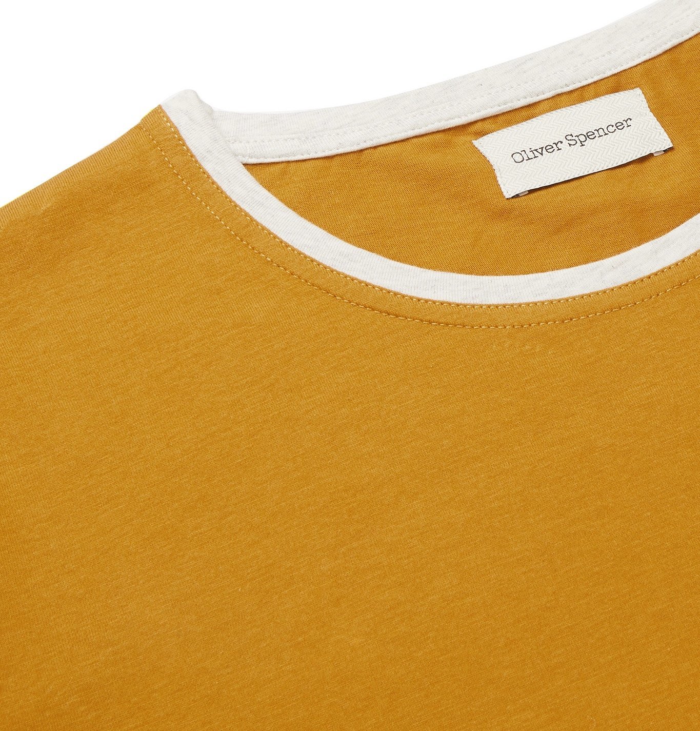 Oliver Spencer - Envelope Contrast-Tipped Cotton-Jersey T-Shirt - Yellow