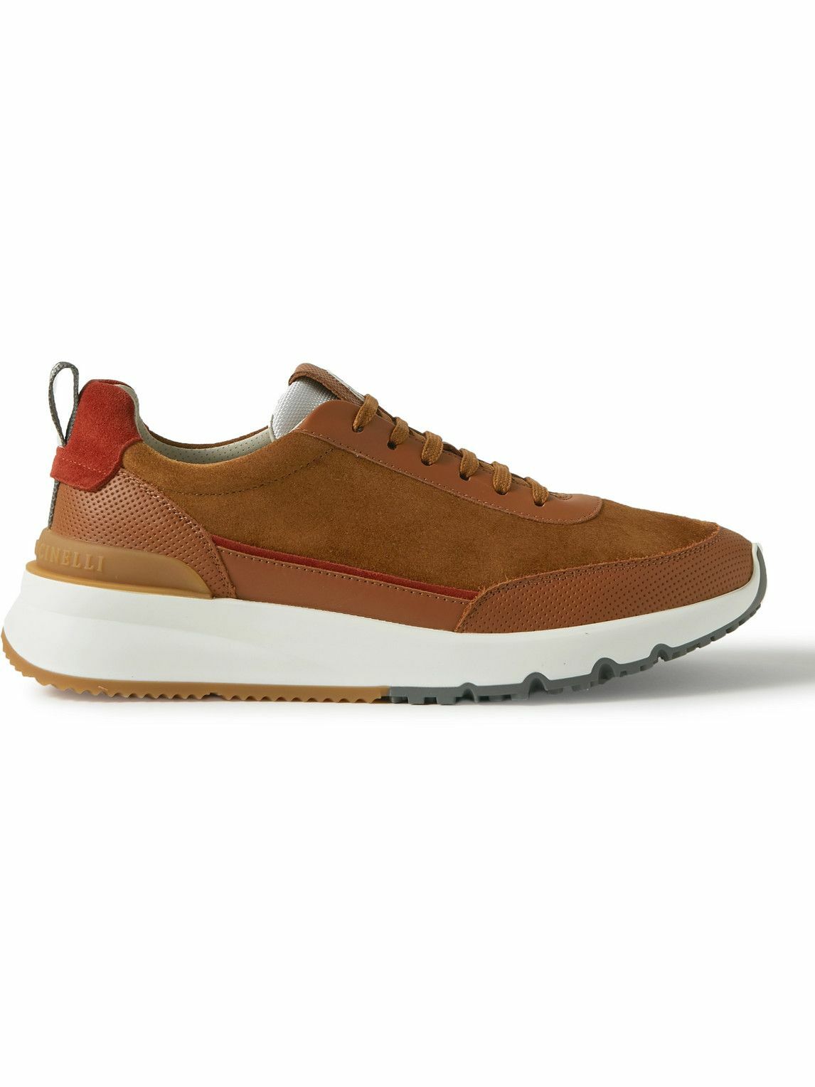 Brunello Cucinelli - Leather-Trimmed Suede Sneakers - Brown Brunello ...