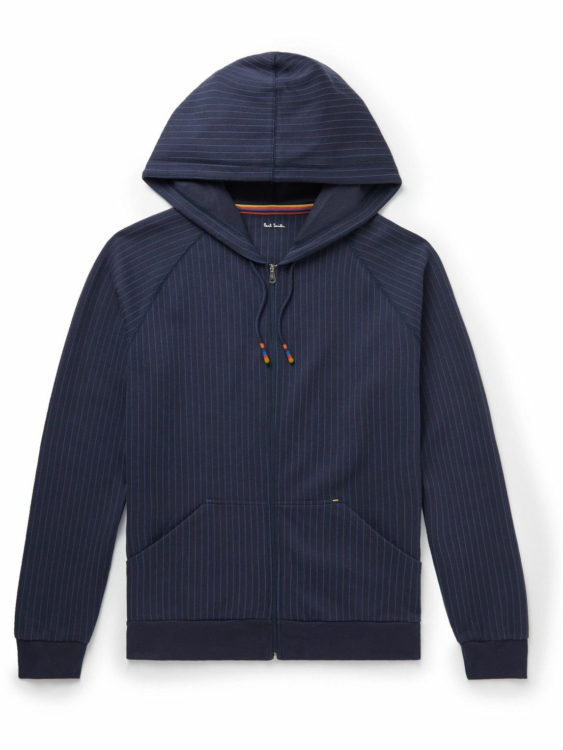 Paul Smith - Pinstriped Cotton-Blend Jersey Zip-Up Hoodie - Blue Paul Smith