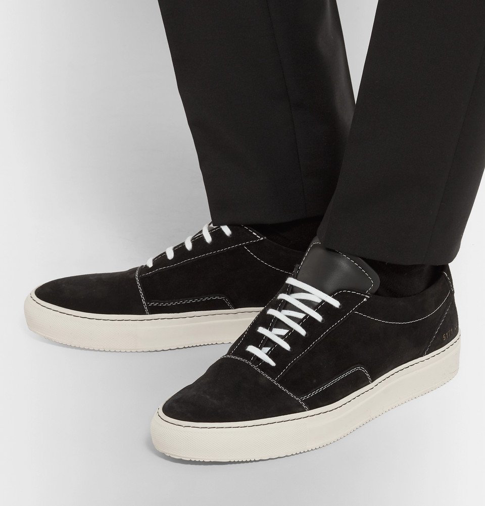 common projects cap toe suede