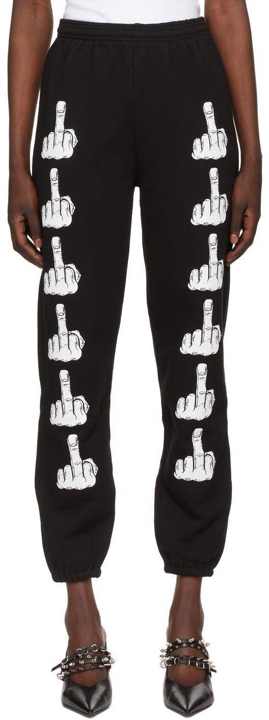 Ashley Williams Black Middle Finger Lounge Pants Ashley Williams
