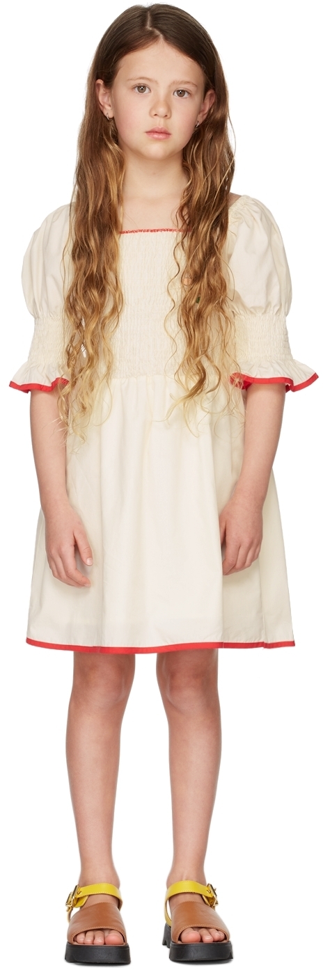 The Campamento Kids Off-White Flower Embroidery Dress
