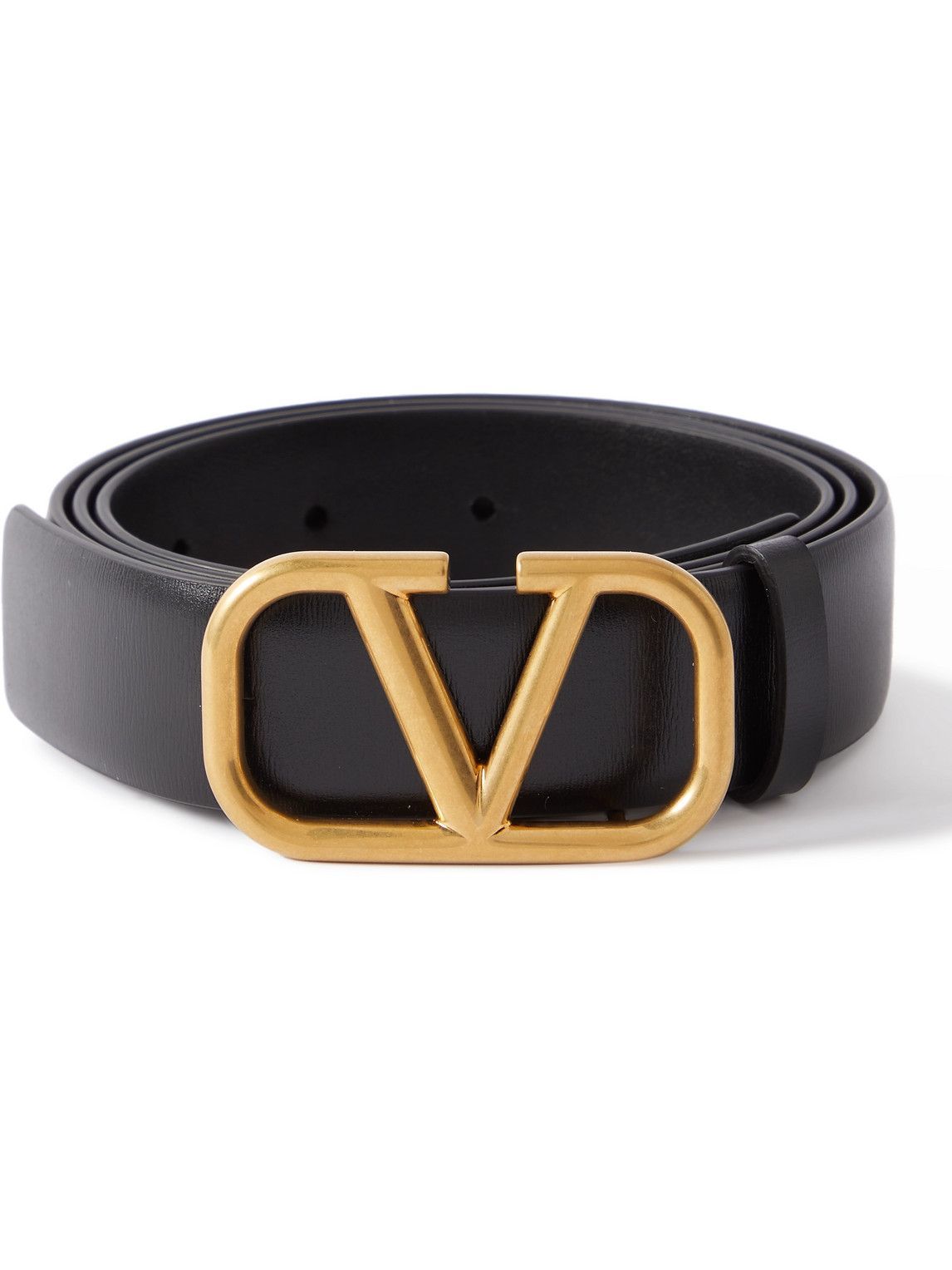 Photo: Valentino - Valentino Garavani 3cm V-Logo Leather Belt - Black