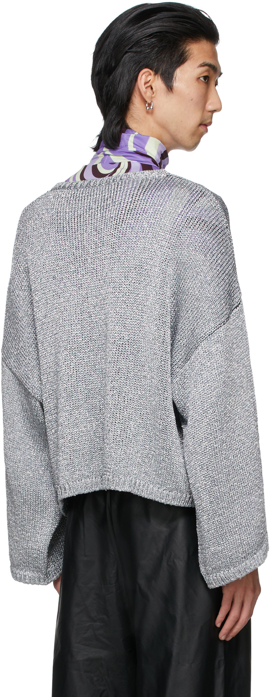 Raf Simons Silver 'RS' Short Oversized Sweater Raf Simons