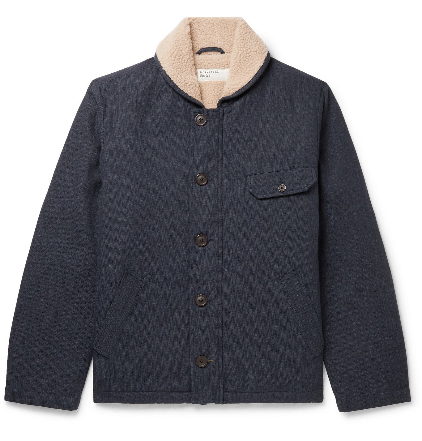 Universal Works N1 Deck Faux ShearlingLined Herringbone CottonBlend