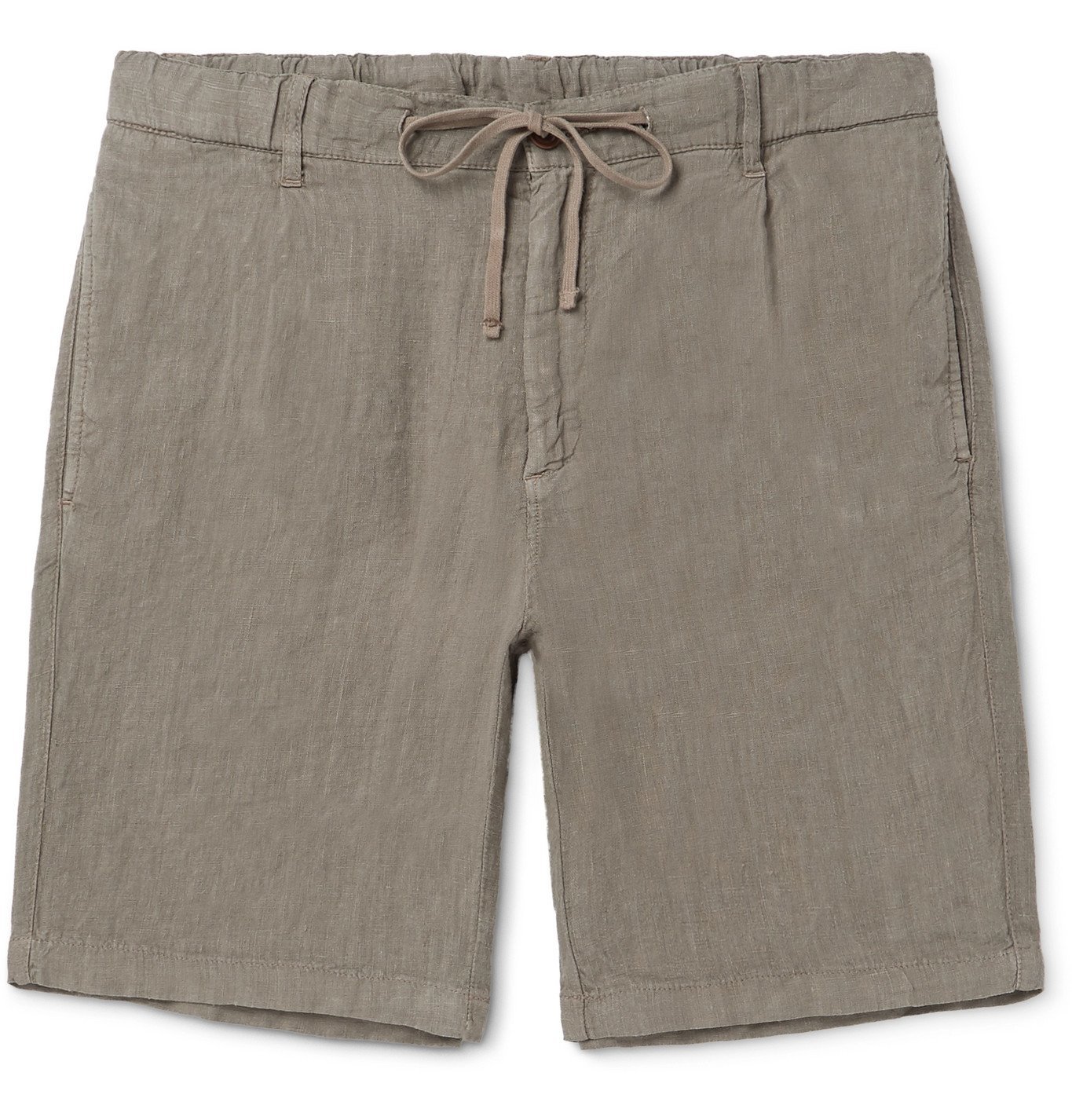 Hartford - Pleated Linen Drawstring Shorts - Green Hartford
