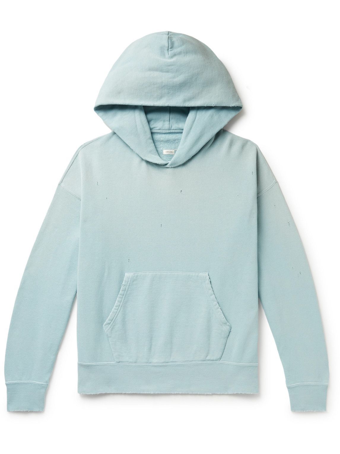 Visvim Amplus Distressed GarmentDyed CottonJersey Hoodie Blue Visvim