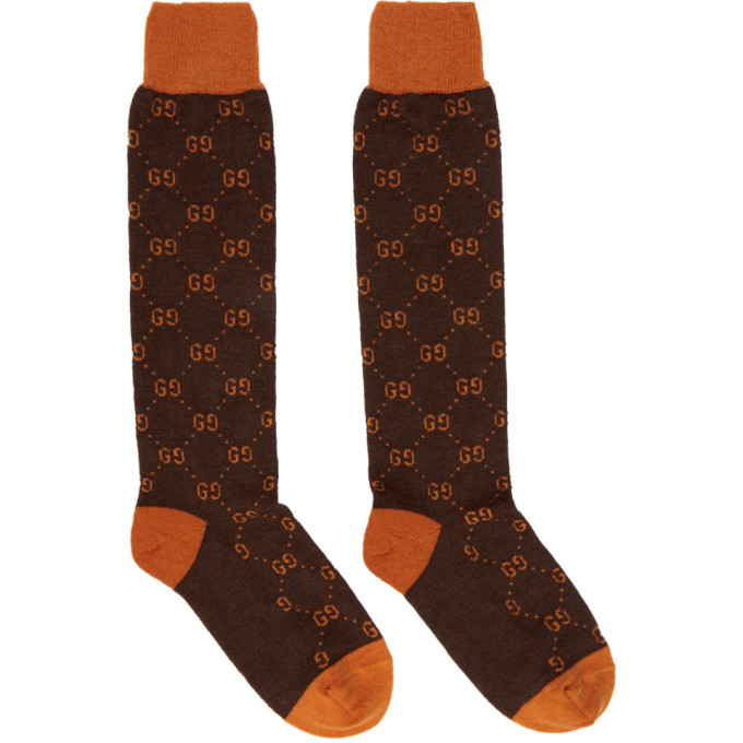 Brown and Orange Alpaca GG Supreme Socks Gucci
