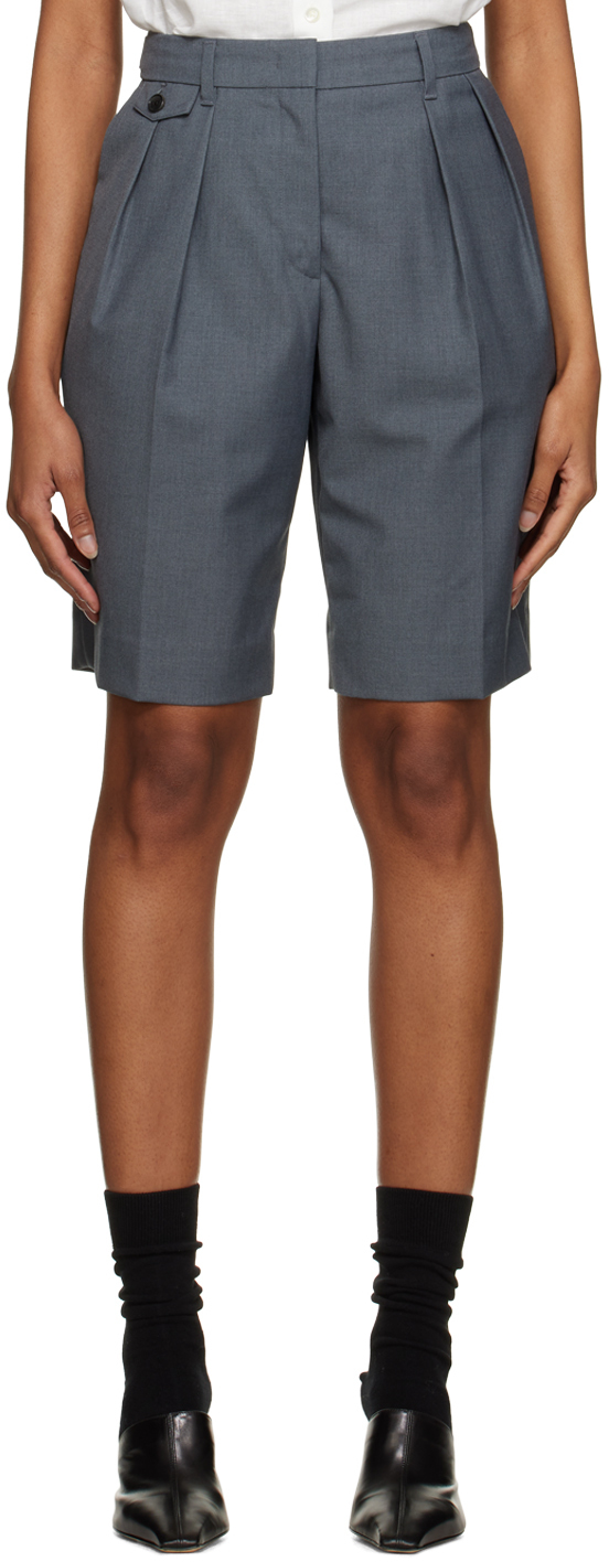 Dunst Gray Pleated Shorts