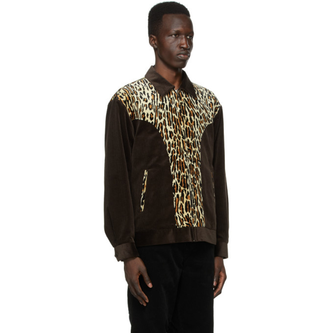 WACKO MARIA Brown and Beige Corduroy Leopard Western Jacket Wacko