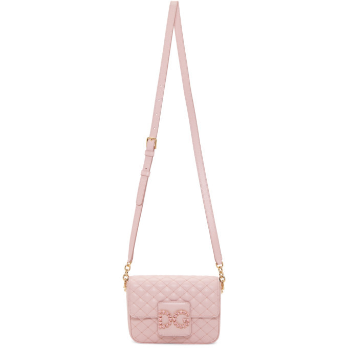 Dolce and Gabbana Pink Small Quilted Crystal Millennials Logo Bag Dolce &  Gabbana