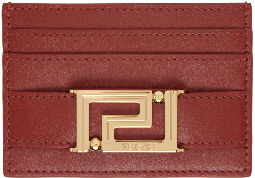 Versace Red 'La Greca' Card Holder Versace