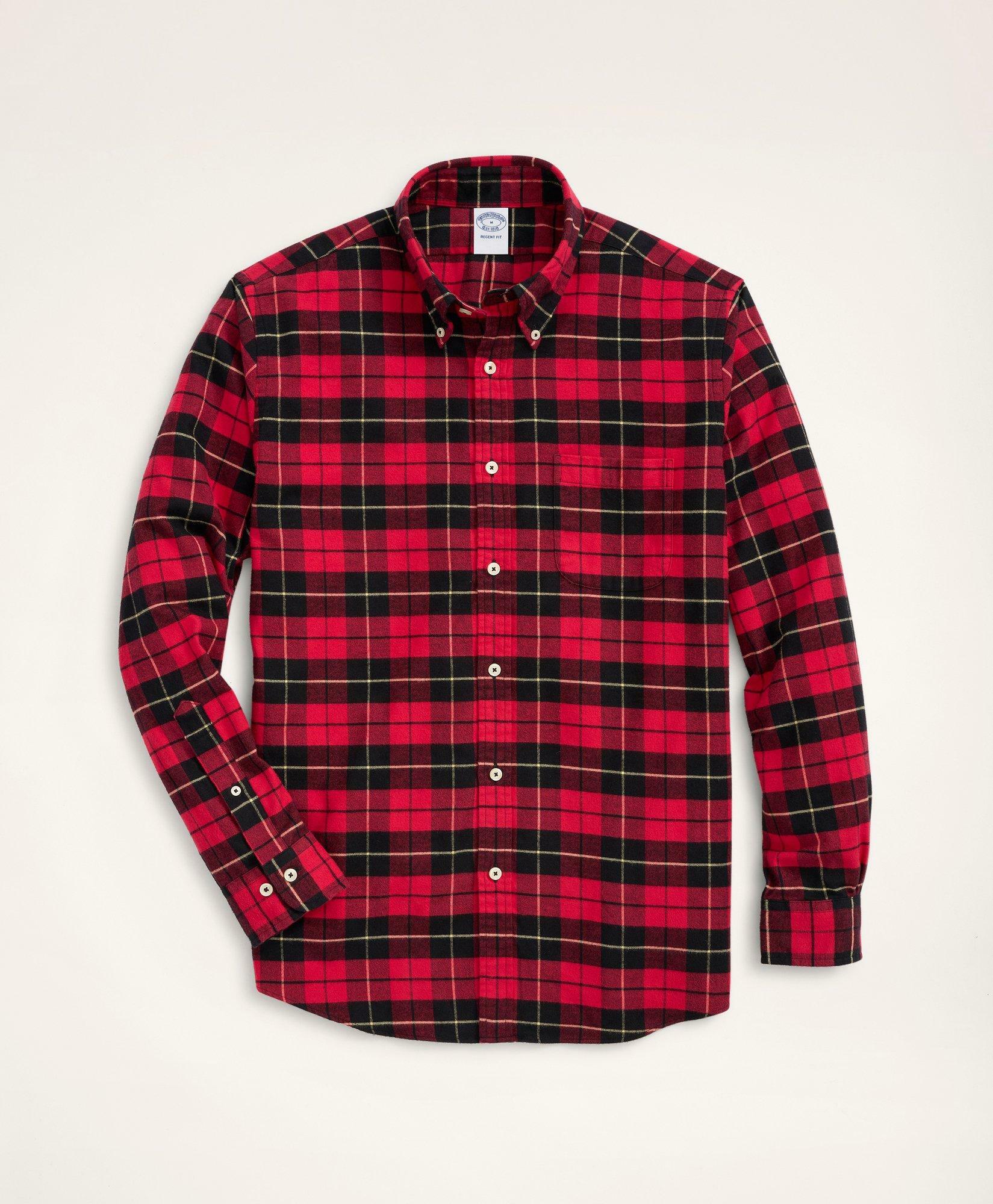 Brooks Brothers Men's Regent Regular-Fit Portuguese Flannel Shirt | Red/Black