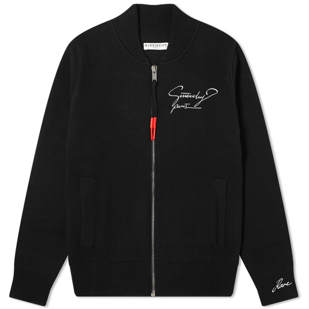 Givenchy Embroidered Script Knitted Bomber Jacket Givenchy