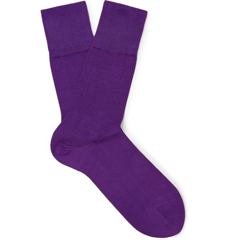 Falke - Tiago Stretch-Cotton Blend Socks - Purple FALKE Ergonomic Sport ...