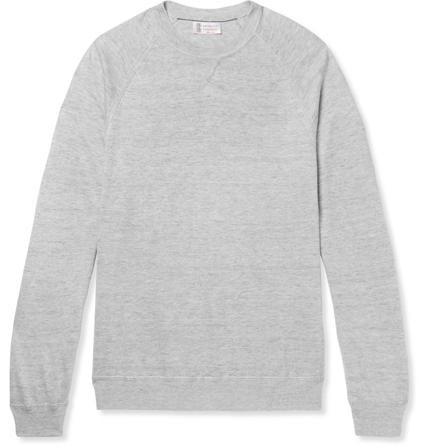 Brunello Cucinelli - Slim-Fit Linen and Cotton-Blend Sweatshirt - Gray ...