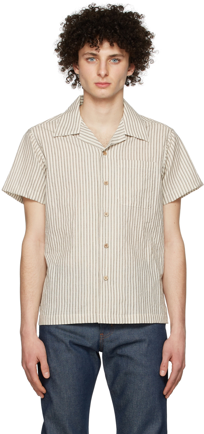 Naked & Famous Denim Off-White Cotton Short Sleeve Shirt Naked and ...