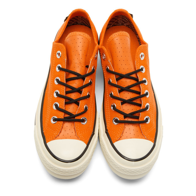 orange leather converse