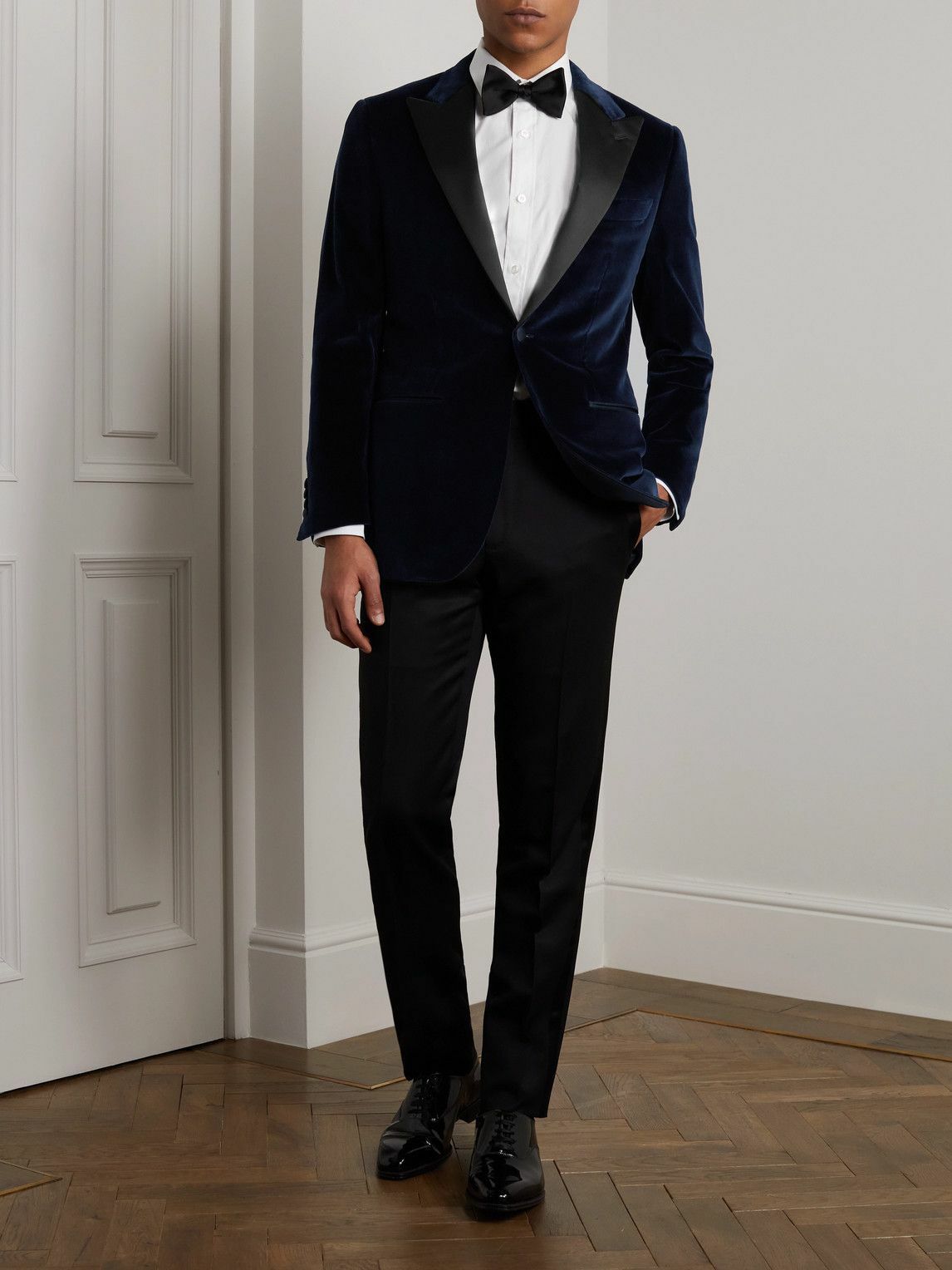 Thom Sweeney - Satin-Trimmed Cotton and Modal-Blend Velvet Tuxedo ...