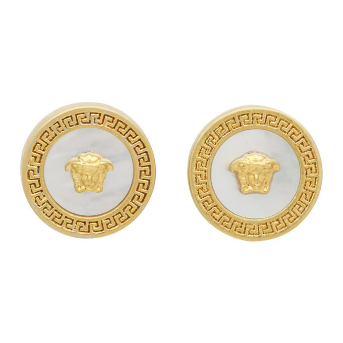 Versace Gold Mother-Of-Pearl Tribute Earrings Versace