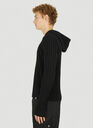 Ribbed Knit Hooded Sweatshirt in Black