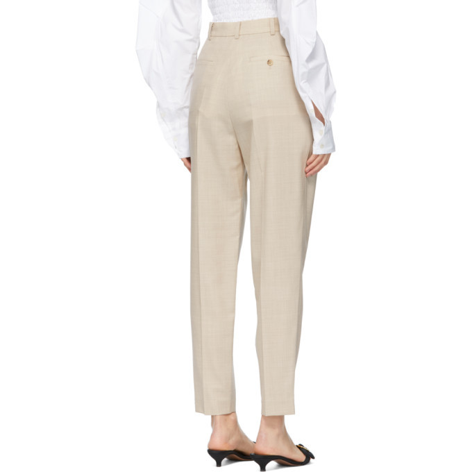 DRAE Beige Summer Wool Tapered Trousers
