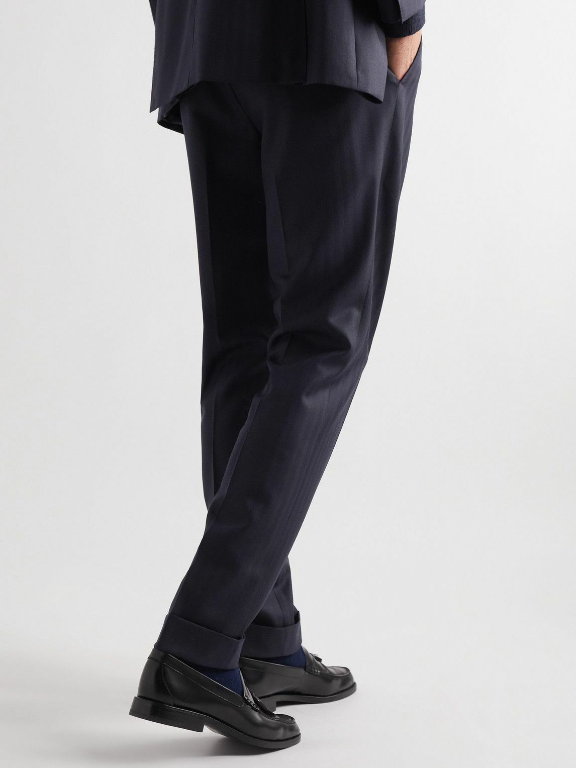 Saman Amel - Straight-Leg Pleated Herringbone Wool-Twill Suit Trousers ...