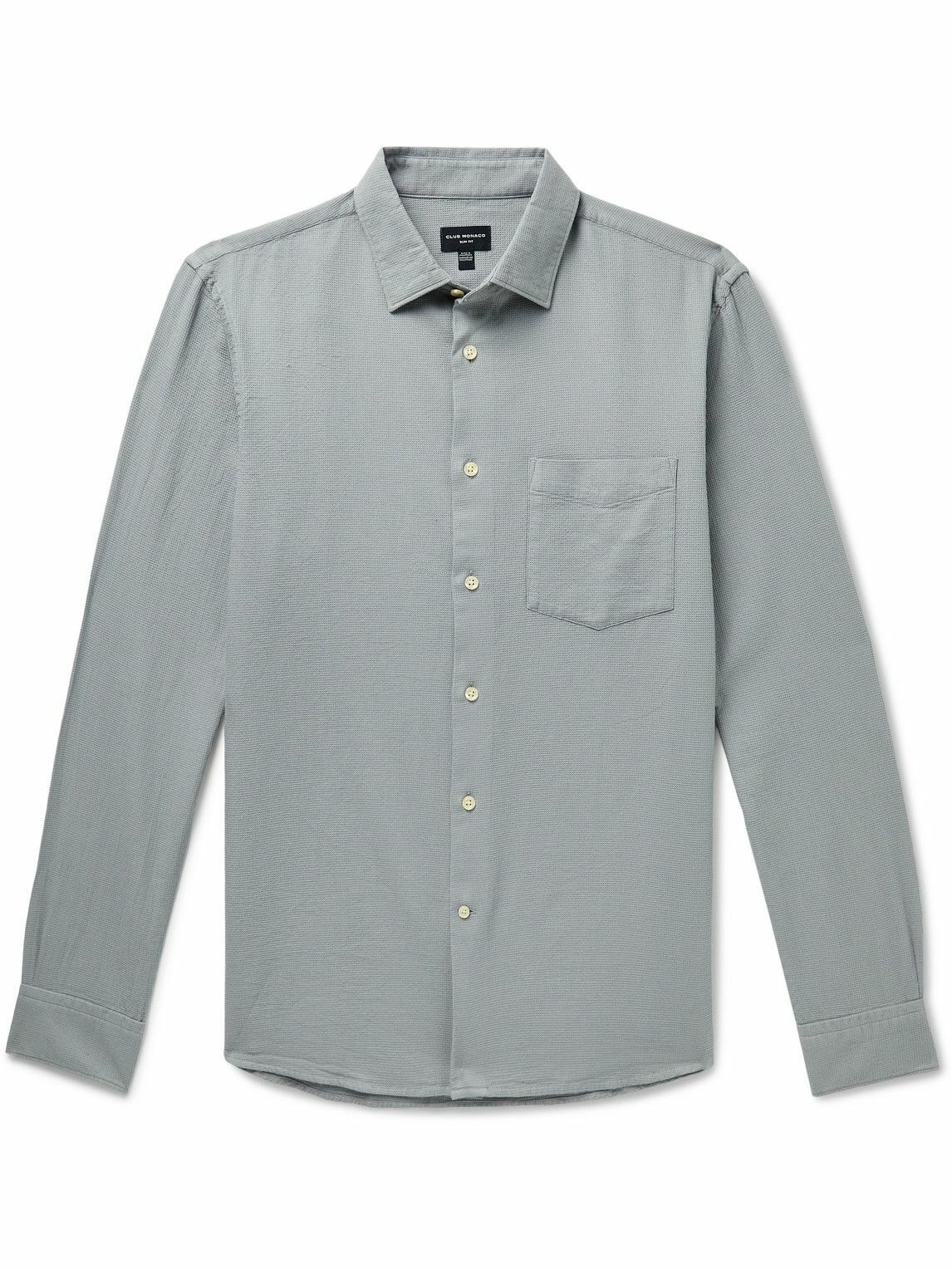 Club Monaco - Slim-Fit Waffle-Knit Cotton-Blend Shirt - Gray Club Monaco