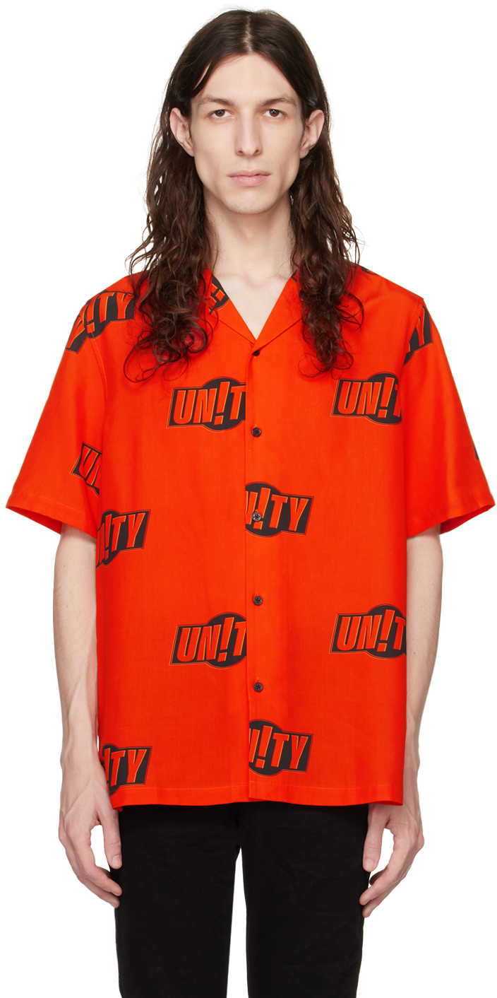 Ksubi Orange 'Unity' Sign Resort Shirt Ksubi