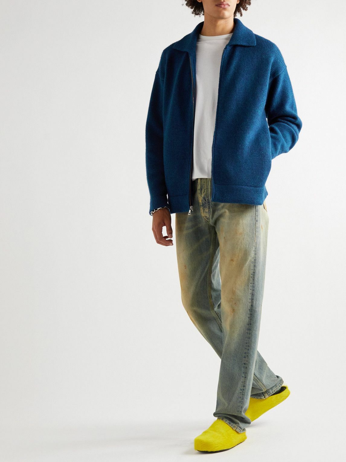 The Elder Statesman - Cashmere Zip-Up Sweater - Blue The Elder Statesman