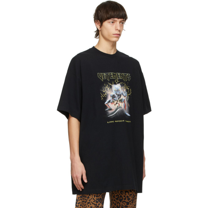 VETEMENTS Black Electric Logo Heavy Metal T-Shirt Vetements