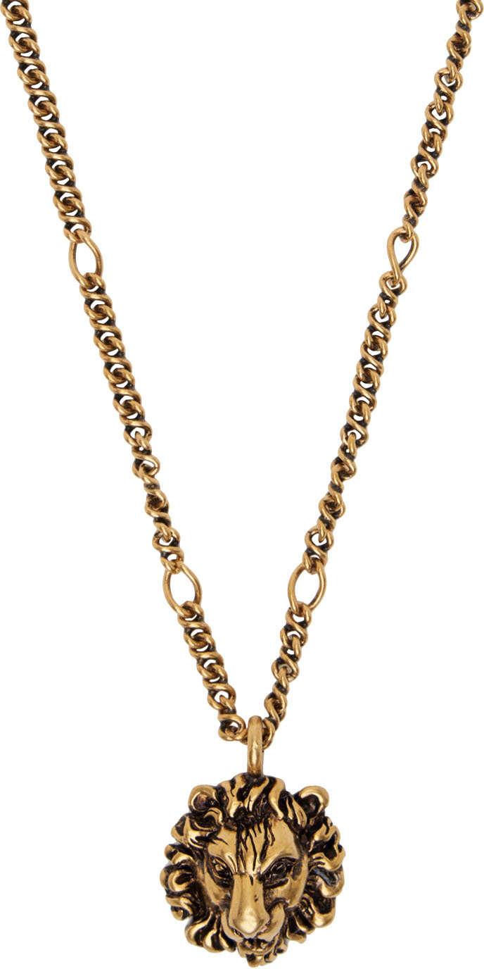 Gucci lion head necklace gold Clearance