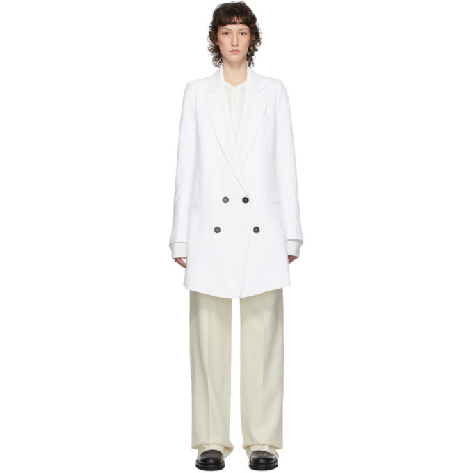 Ann Demeulemeester White Cotton and Linen Coat Ann Demeulemeester