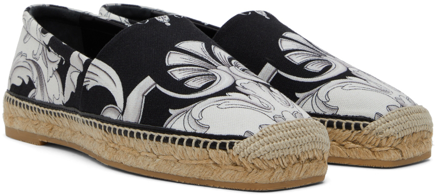 Versace Black & White Baroque Espadrilles Versace