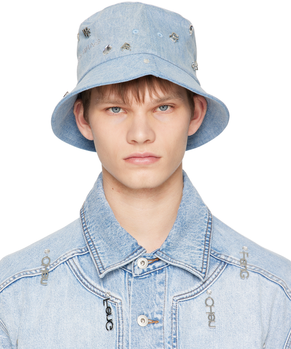 Feng Chen Wang Blue Decorated Bucket Hat Feng Chen Wang