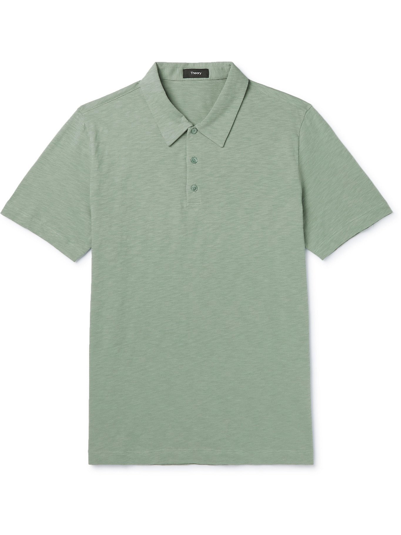 THEORY - Bron Slub Organic Cotton-Jersey Polo Shirt - Green - M Theory
