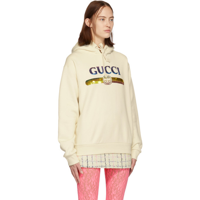 Gucci Off-White Sequin Logo Hoodie Gucci