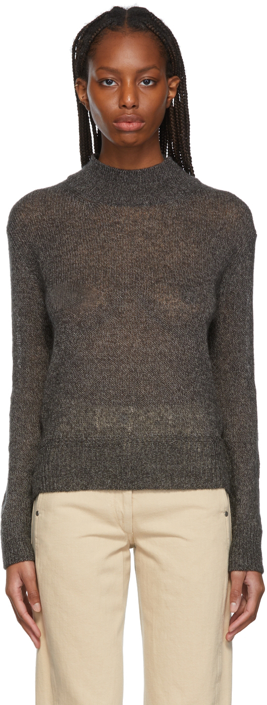 LE17SEPTEMBRE Grey Sheer Knit Turtleneck LE17SEPTEMBRE