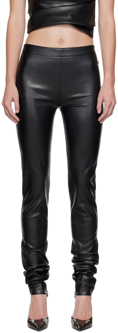 Faux Leather Trousers in Black