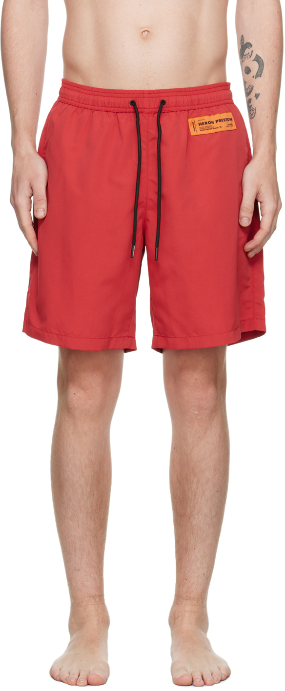 Heron Preston Red Patch Swim Shorts Heron Preston