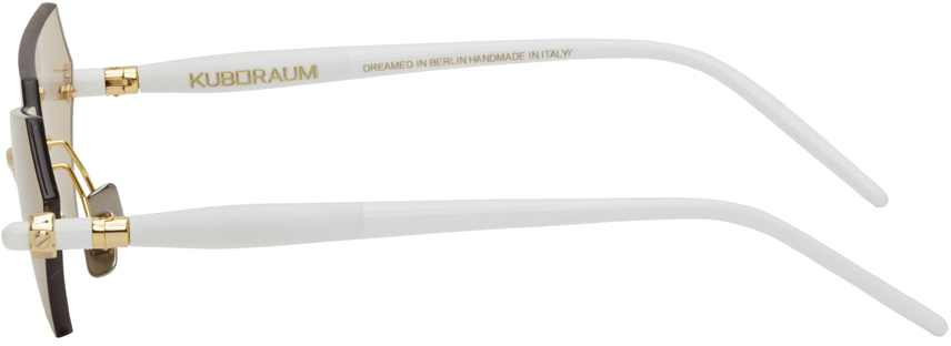 Kuboraum White And Gold P51 Hexagonal Sunglasses Kuboraum