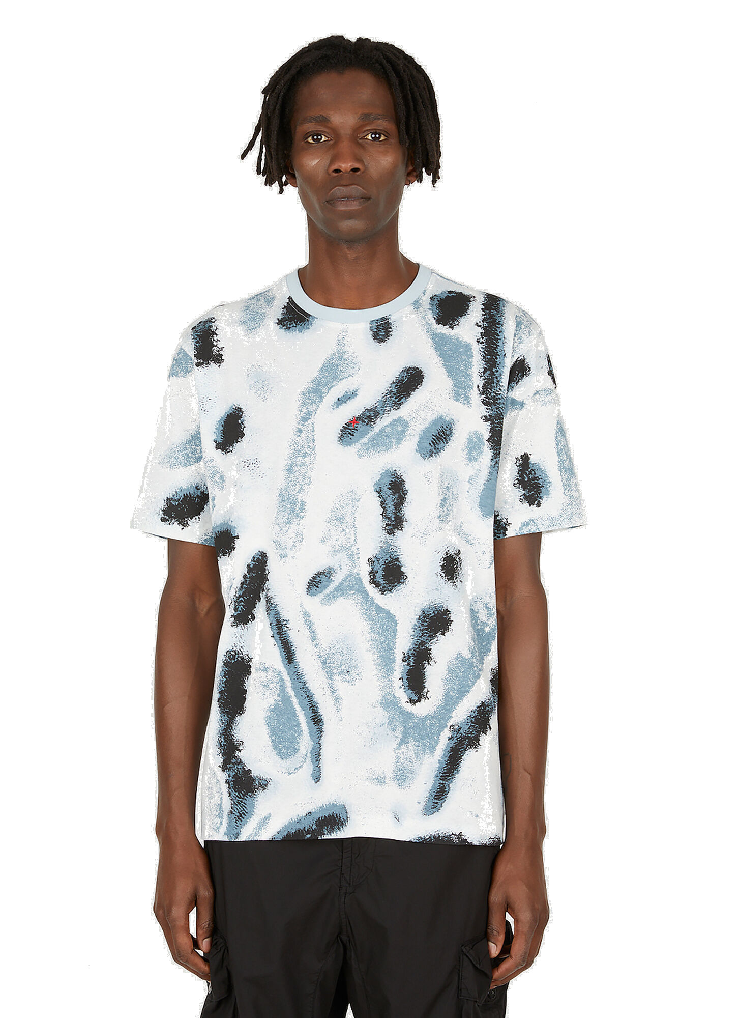 Marina Abstract Motif T-Shirt in White Stone Island