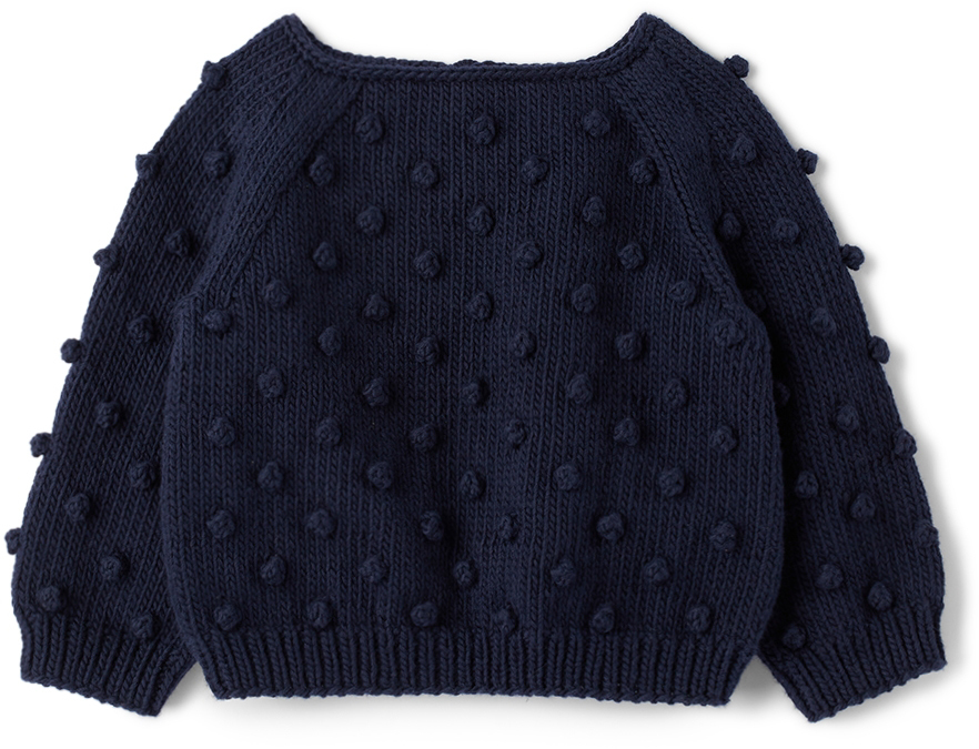 Misha & Puff Baby Navy Knit Popcorn Sweater