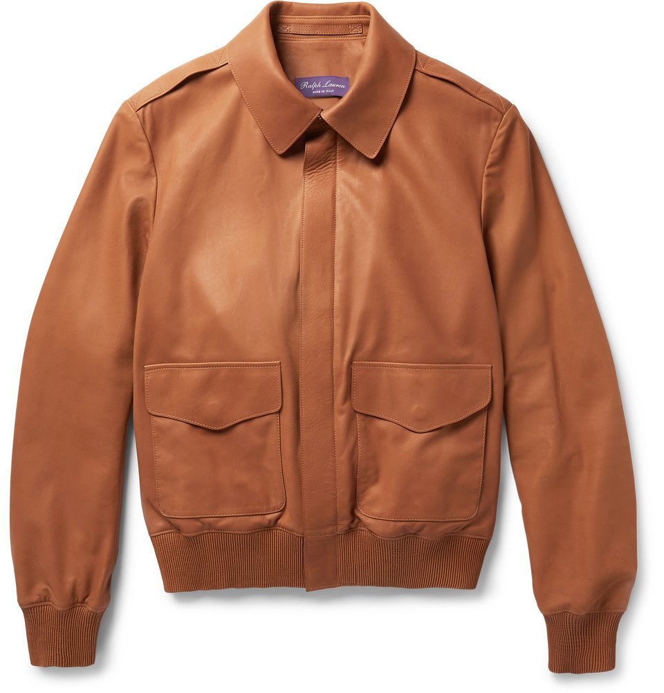 ralph lauren leather jacket brown