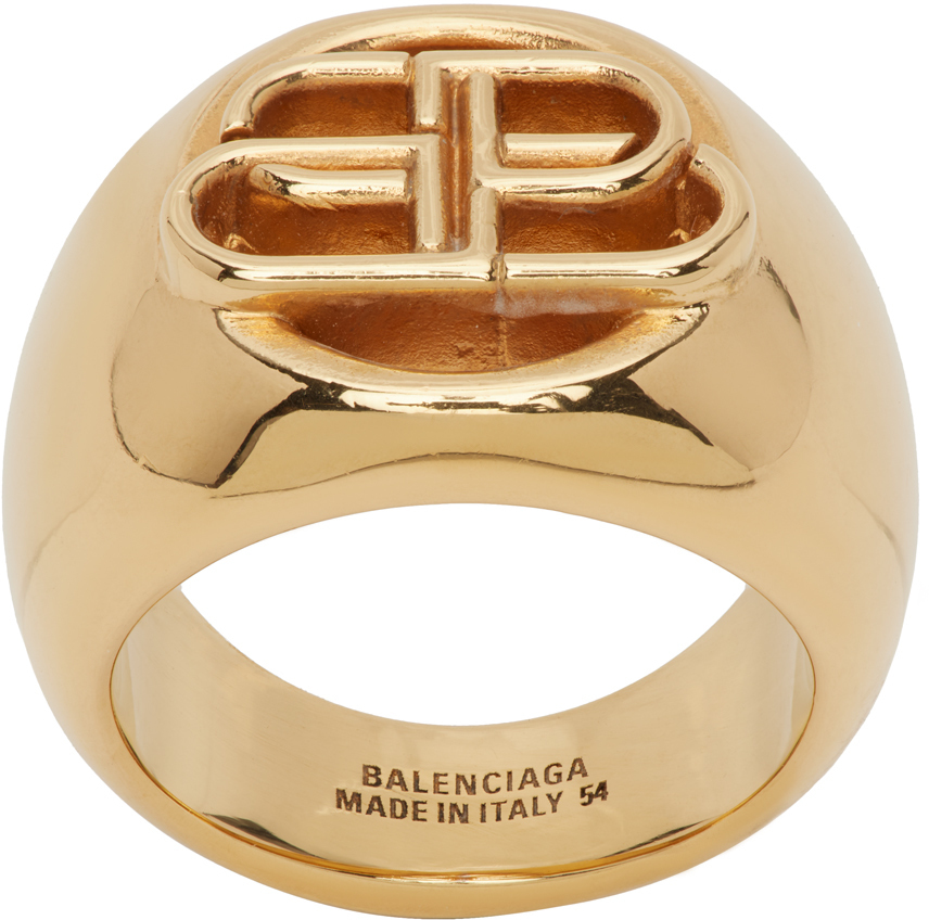 Balenciaga Gold BB Signet Ring Balenciaga